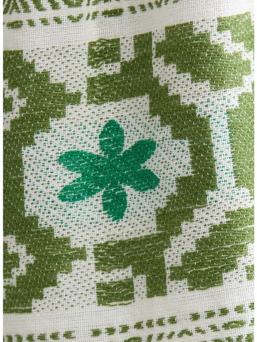 Elan Tiered White and Green Embroidered Mini Dress - Picture 8 of 11